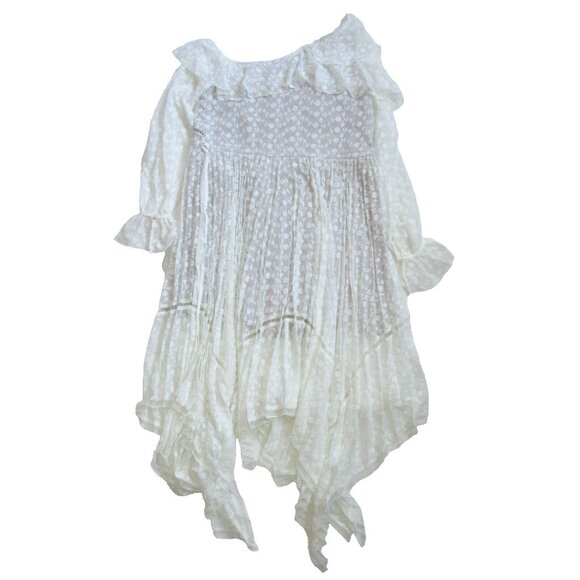 NWT Self Portrait Daisy Midi in White Off Shoulder Asymmetrical Dress UK S US 4 - Picture 9 of 14